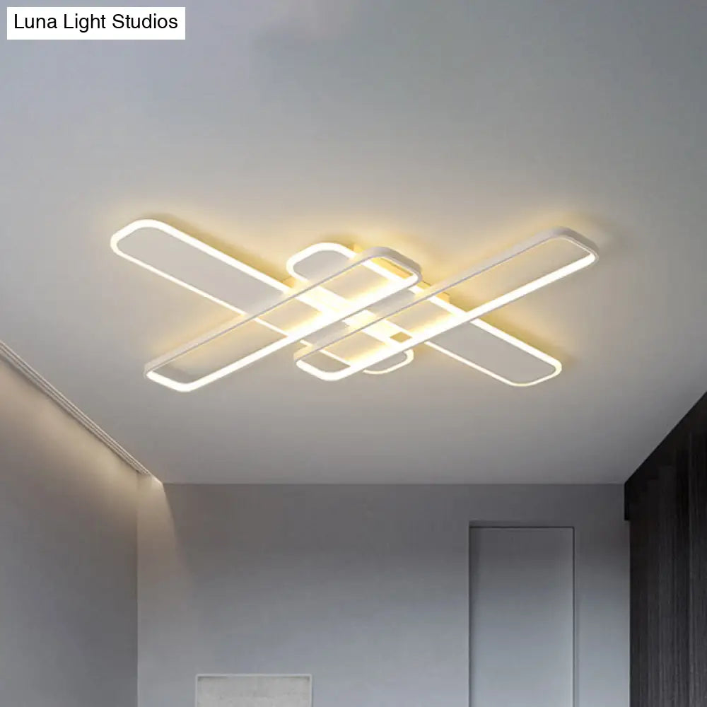 35.5/43 W Cross Rectangle Flushmount Led Flush Light Fixture - Minimal Acrylic White/Black/Gold