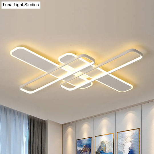 35.5/43 W Cross Rectangle Flushmount Led Flush Light Fixture - Minimal Acrylic White/Black/Gold