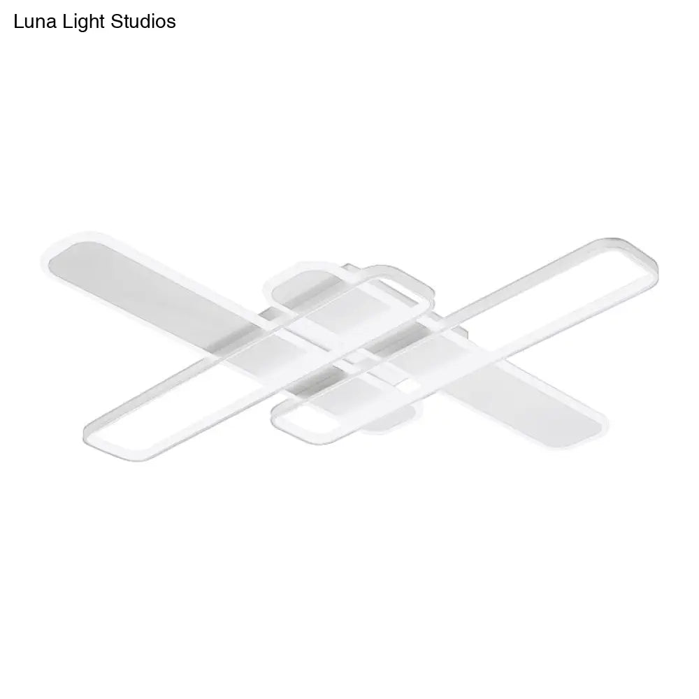 35.5/43 W Cross Rectangle Flushmount Led Flush Light Fixture - Minimal Acrylic White/Black/Gold