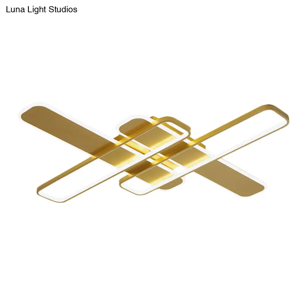 35.5’/43’ W Cross Rectangle Flushmount Led Flush Light Fixture - Minimal Acrylic White/Black/Gold