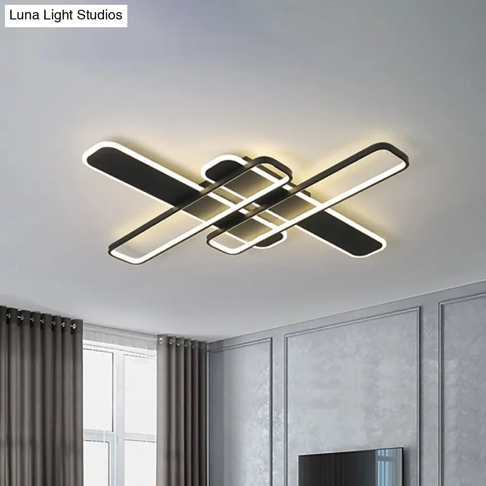 35.5/43 W Cross Rectangle Flushmount Led Flush Light Fixture - Minimal Acrylic White/Black/Gold