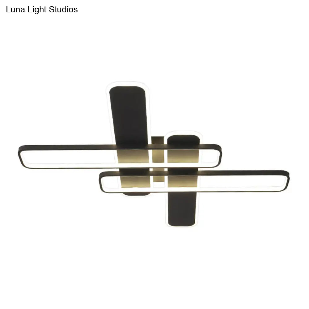 35.5/43 W Cross Rectangle Flushmount Led Flush Light Fixture - Minimal Acrylic White/Black/Gold