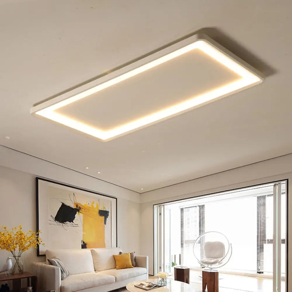 35.5’/43’ White Rectangle Led Flush Ceiling Light With Frosted Acrylic Shade - Warm/White