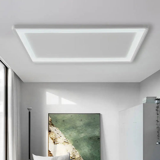 35.5’/43’ White Rectangle Led Flush Ceiling Light With Frosted Acrylic Shade - Warm/White