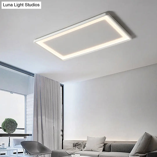 35.5’/43’ White Rectangle Led Flush Ceiling Light With Frosted Acrylic Shade - Warm/White