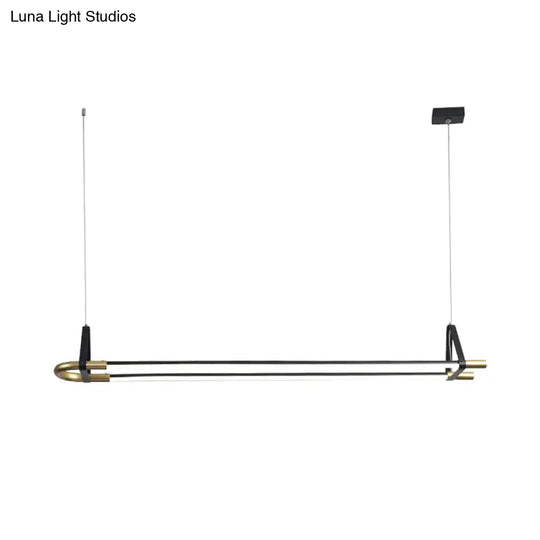 Modern Black Linear Pendant Ceiling Light - 35.5 47 Width