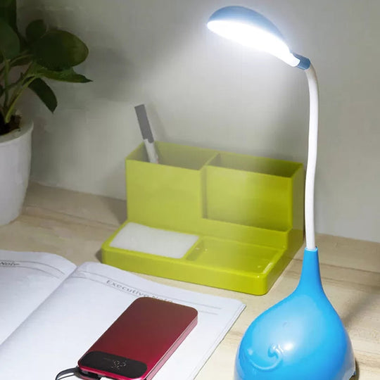 Modern Flexible Gooseneck Desk Lamp 1 Head For Dormitory - Ideal Kids Light Blue