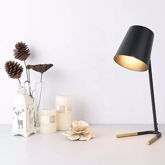 Nordic Metal Bucket Desk Light - Compact Plug In Table Lamp For Study Room