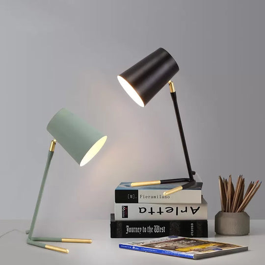 Nordic Metal Bucket Desk Light - Compact Plug In Table Lamp For Study Room