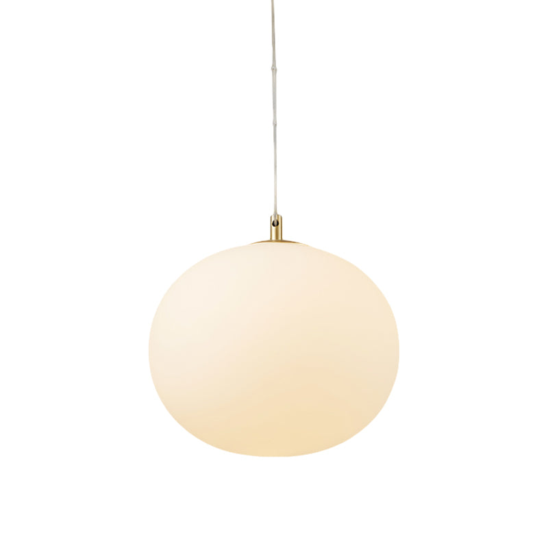 White Glass Hanging Light Kit Modern Ball Design 11/13 Width 1 Bulb Perfect For Dining Room