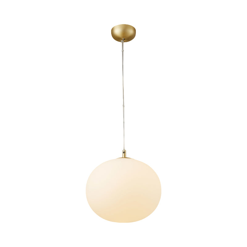 White Glass Hanging Light Kit Modern Ball Design 11/13 Width 1 Bulb Perfect For Dining Room