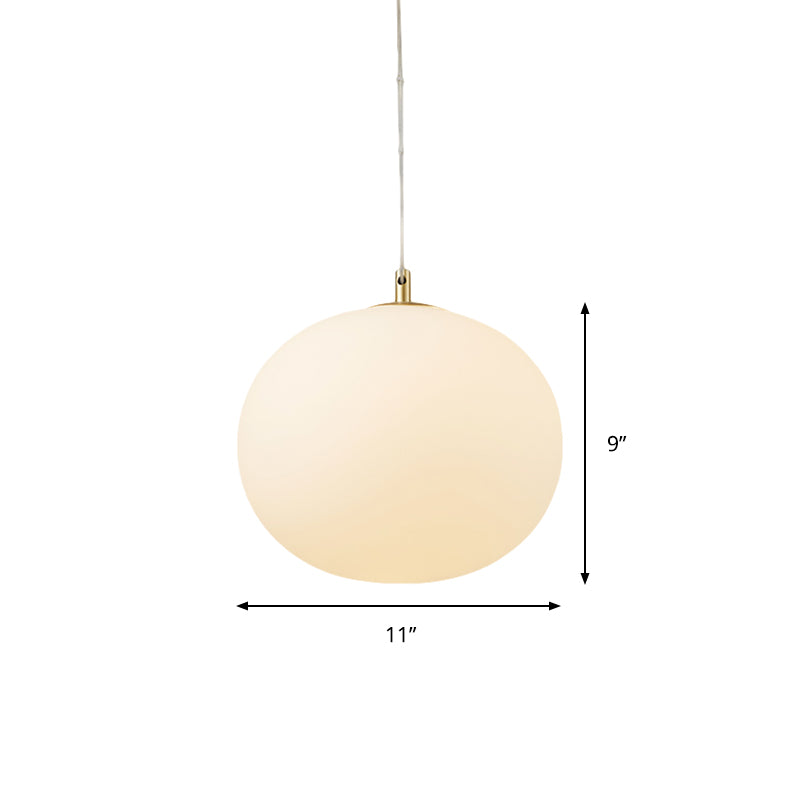 White Glass Hanging Light Kit Modern Ball Design 11/13 Width 1 Bulb Perfect For Dining Room