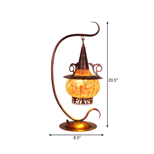 Art Deco Orange Glass Stove Shaped Night Light With Curly Arm