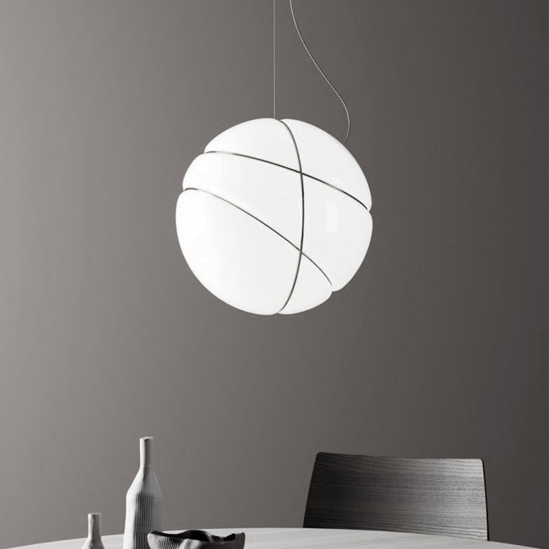 White Glass Pendant Light - Modernist Design For Dining Room 1 Bulb Global Ceiling Lighting