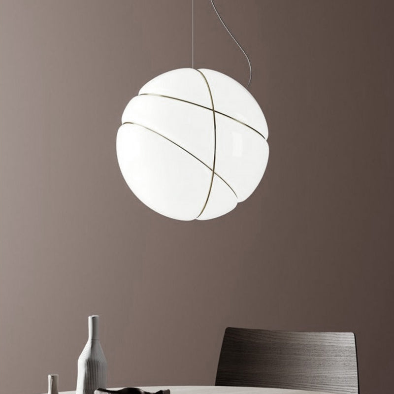 White Glass Pendant Light - Modernist Design For Dining Room 1 Bulb Global Ceiling Lighting