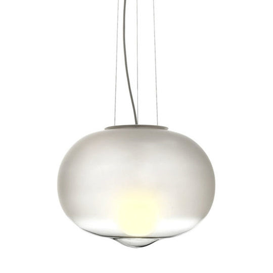 Contemporary White Glass Orb Ceiling Lamp - 1 Head Pendant Light Fixture For Kitchen 12.5/17 Wide