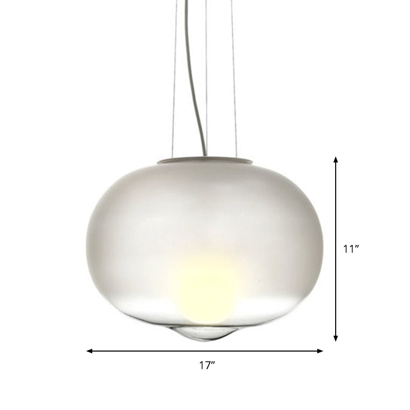Contemporary White Glass Orb Pendant Light for Kitchen - 1 Head Ceiling Lamp, 12.5"/17" Wide