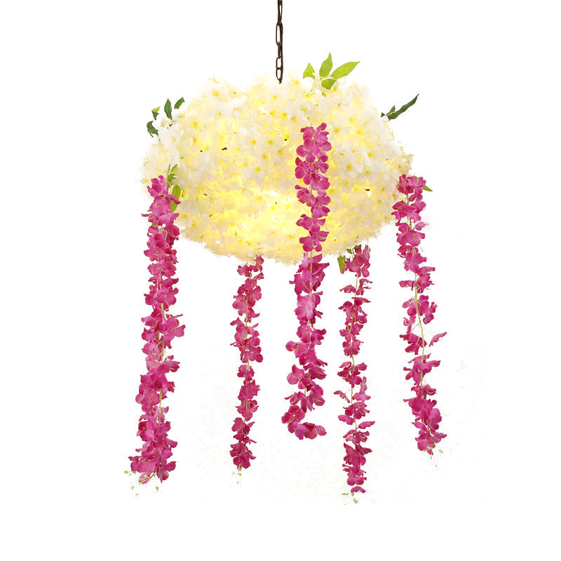 18"/25.5" Wide Rose Red 3-Head Industrial Pendant Chandelier, Metal Flower Decoration Hanging Light Kit - Stylish Décor Solution