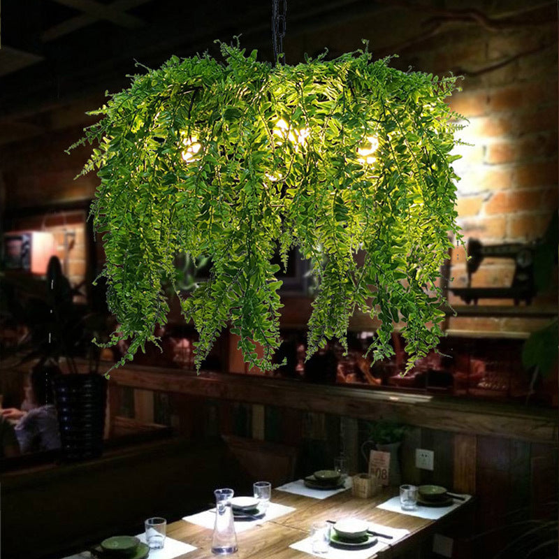 Industrial Green Plant Design Metal Chandelier 5 Lights Restaurant Ceiling Light 21.5/25.5 Wide