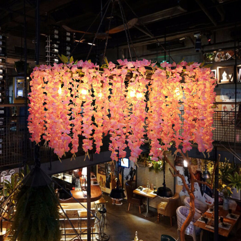 Industrial Metal Drum Chandelier Pendant Light With 3/6 Orange-Red Heads For Restaurant Ceiling 3 /
