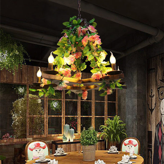 Metal Green Chandelier Candelabra – Antique LED Rose Ceiling Light with 5 Bulbs for Restaurants
