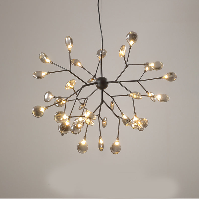 Post-Modern Glass Chandelier Light For Dining Room With Led Ceiling Lighting - Branched Firefly