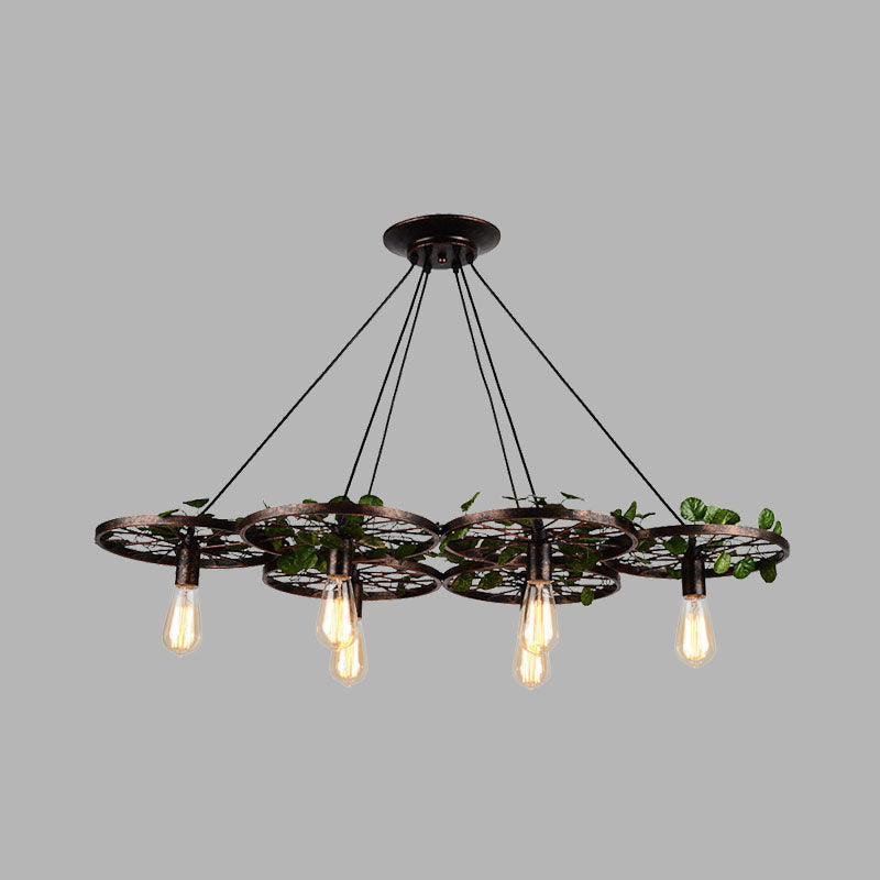 Rustic Metal Hanging Chandelier: 6-Light Industrial Led Pendant Lighting For Restaurants