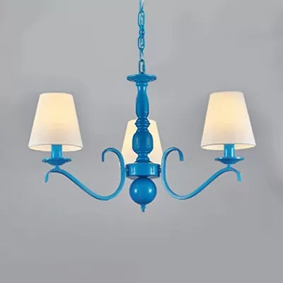 Contemporary Blue Pendant Lamp: 3 Bulb Metal Chandelier For Boys Bedroom White