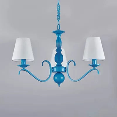 Contemporary Blue Pendant Lamp: 3 Bulb Metal Chandelier For Boys Bedroom