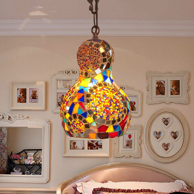 Turkish Cut Glass Gourd Pendant Light Fixture 1 Ceiling Hanging Lamp For Restaurants In