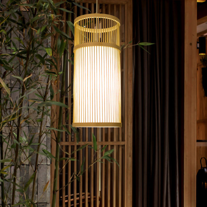Bamboo Pendant Light: Modern Chinese Teahouse Ceiling Lamp
