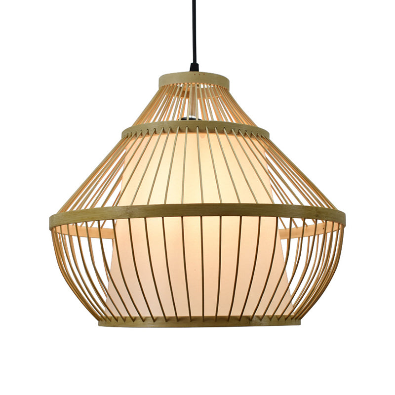 Beige Bamboo Shade Pendant Light - Asian Inspired Design