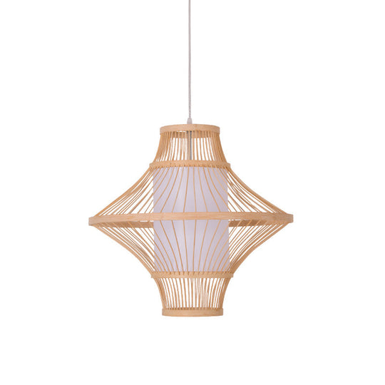 Bamboo Ceiling Light: Asian Inspired Wood Fixture With Suspended Cylinder Shade