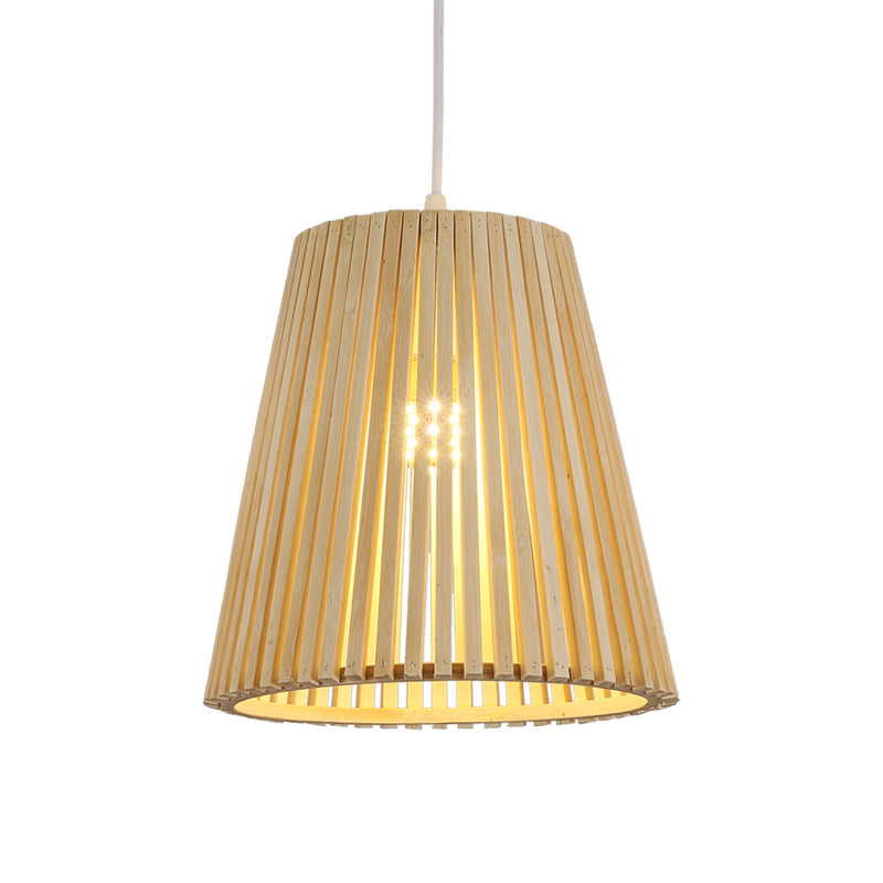 Chinese Pendant Lamp: Wood Ceiling Light With Bamboo Shade