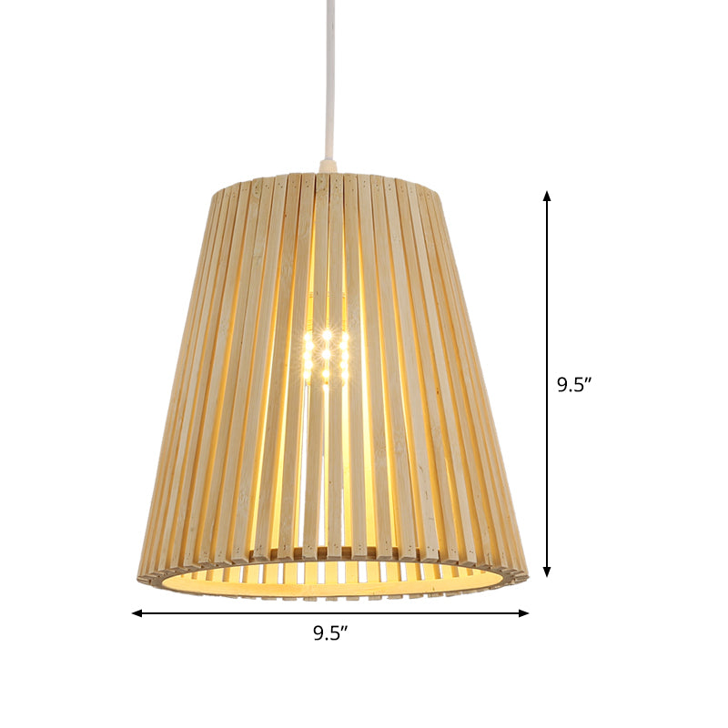 Chinese Pendant Lamp: Wood Ceiling Light With Bamboo Shade