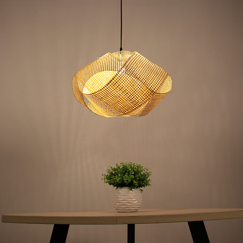 Japanese Bamboo Swirl Down Lighting - Flaxen Ceiling Suspension Lamp