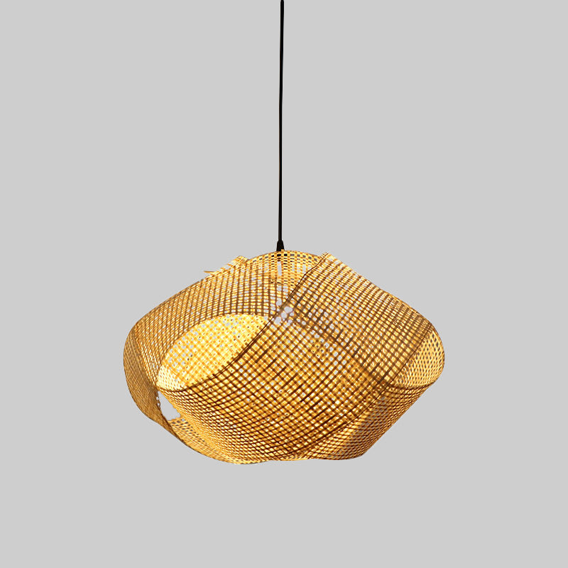 Japanese Bamboo Swirl Down Lighting - Flaxen Ceiling Suspension Lamp
