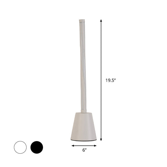 Minimalist Tubular Led Nightstand Lamp - White/Black With Acrylic Shade White/Warm Light