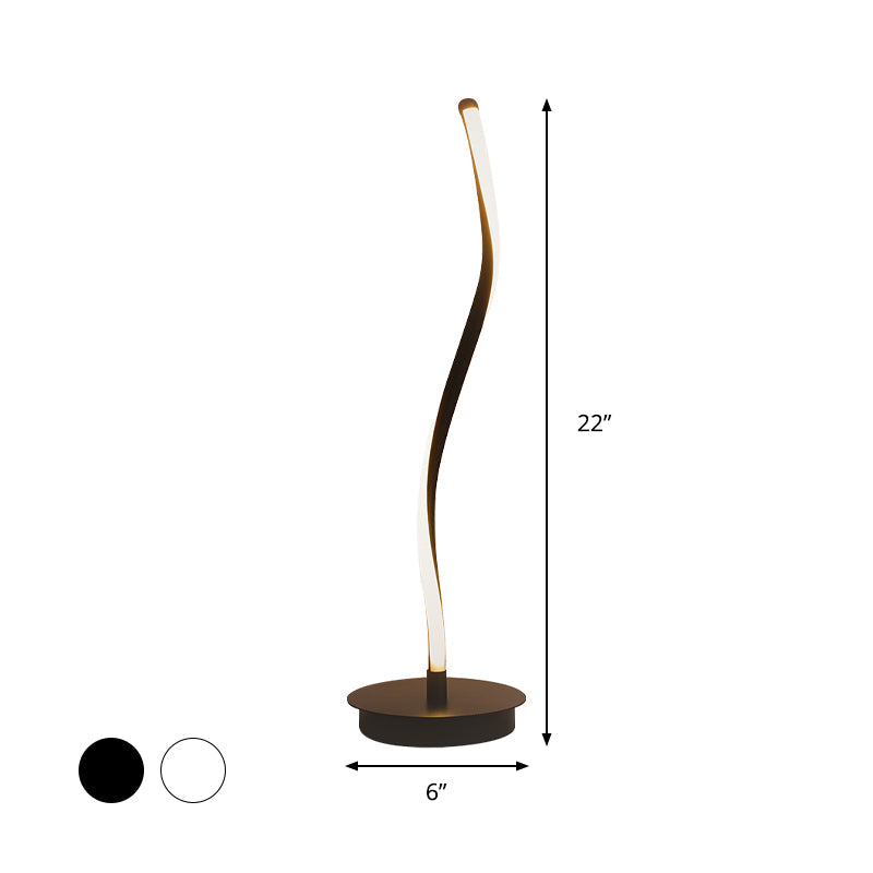 Modern Led Curved Task Light Acrylic Table Lamp In White/Black For Living Room