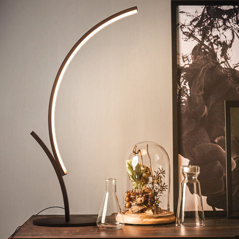 Curvy Led Night Table Lamp In Black For Bedside Reading