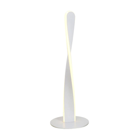 Modernist Led Desk Lamp: White Spiral Reading Light For Bedroom