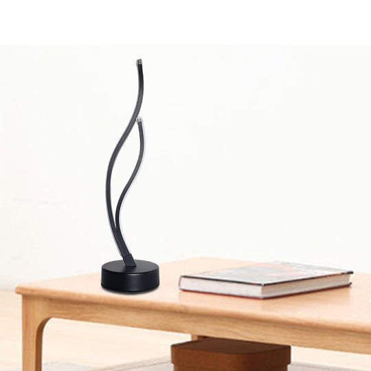 Modern Led Desk Light: Curved Acrylic Shade Black/White For Living Room Black