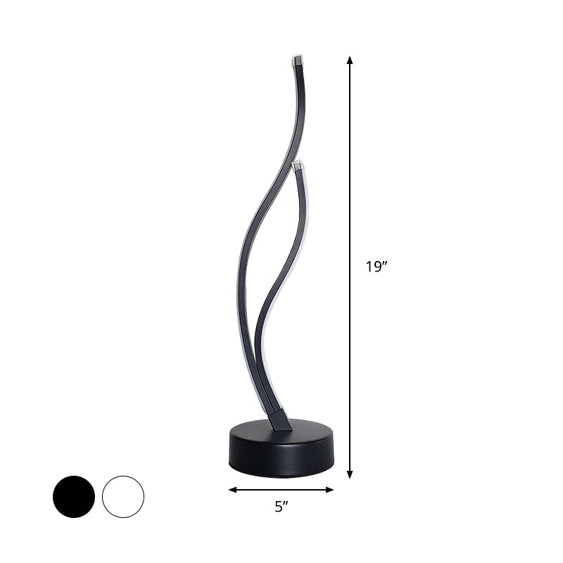 Modern Led Desk Light: Curved Acrylic Shade Black/White For Living Room