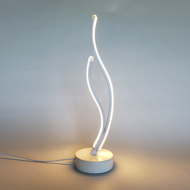 Modern Led Desk Light: Curved Acrylic Shade Black/White For Living Room White