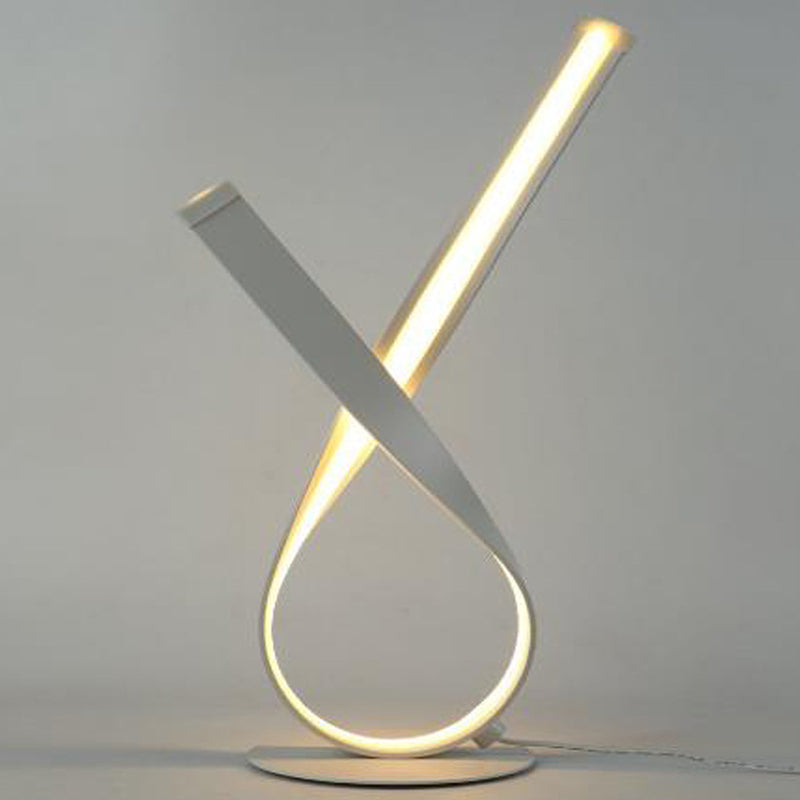 Minimalistic Twisted Desk Lamp - Acrylic Led Night Table Light For Bedside White/Warm Glow