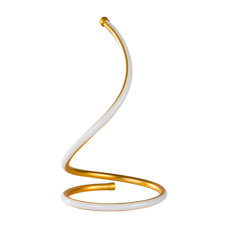 Sleek Curved Led Night Table Lamp In Gold/Silver With Minimalist Acrylic Design White/Warm Light