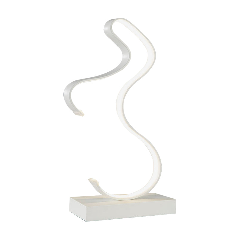 Acrylic Task Lighting Led Desk Lamp - Curvy Minimalist Design | White/Warm Light Perfect For Bedroom