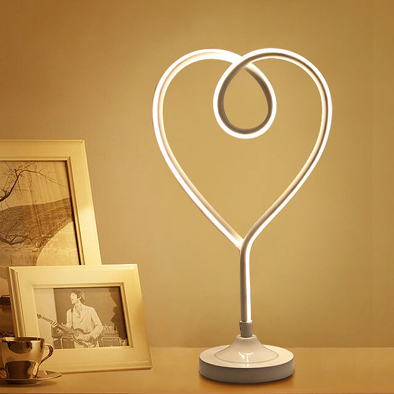 Gold/White Led Living Room Desk Light With Heart Acrylic Shade: Contemporary Task Lighting White
