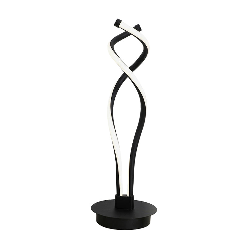 Modern Led Desk Lamp - Twist Design Minimalist Black/White Acrylic Shade Ideal For Bedroom Task