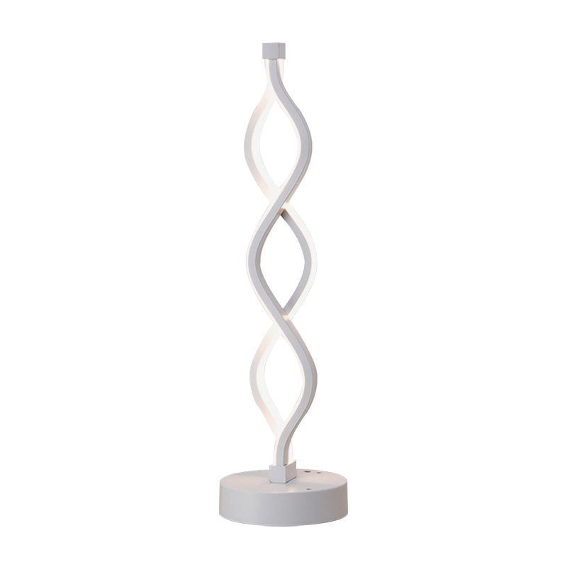Minimalist Led Bedside Lamp With Spiral Acrylic Shade - Warm/White Light